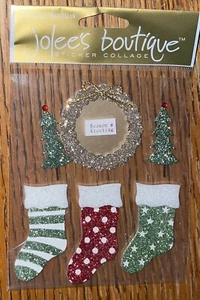 Jolees Seasons Greetings Stockings Tree Fireplace Christmas Scrapbook Stickers - Picture 1 of 9