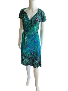 Matthew Williamson for HM peacock wrap up dress size M - Picture 1 of 6