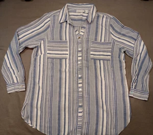 Camisa SUSAN GRAVER Para Mujer XL Azul Blusa Abotonada Top Rayas Manga Larga - Imagen 1 de 6