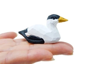 Eider Duck Wood Handmade Figurine Statue Small Art Sculpture Decor Mini Decoy - Picture 1 of 6