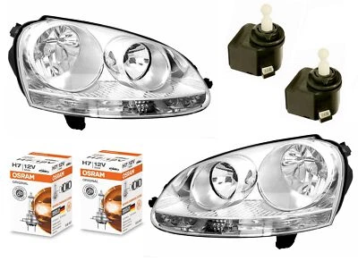 Scheinwerfer für VW Golf 5 V 2003-2009 mit OSRAM ORIGINAL H7 Birnen + Stellmotor - Bild 1 von 4