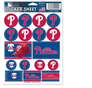 Philadelphia Phillies Vinyl Sticker Sheet 17 Decals 5x7 Inches Free Shipping - Picture 1 of 3