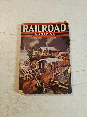 RAILROAD MAGAZINE - 1938 February Vintage TRAIN TRAVEL LOCOMOTIVE - Image 1 of 4