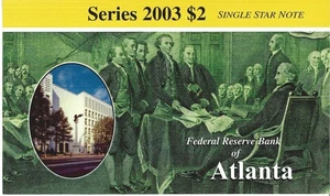 2003 $2.00 Bill Uncirculated Star Note* Low Serial / Low Run F-00007595* - Picture 1 of 2