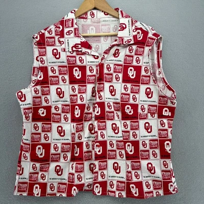 VTG University of Oklahoma Handmade OU Sooners Red White Sleeveless Vest NCAA - Image 1 of 4