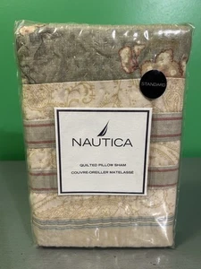 NAUTICA Bloom Hill Standard Pillow Sham NEW Cream/Tan/Red/Blue Pillowcase - Picture 1 of 8