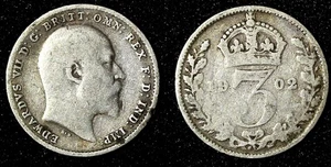 Great Britain Edward VII Silver 1902 3 Pence KM#797.1 (28 227) - Picture 1 of 3