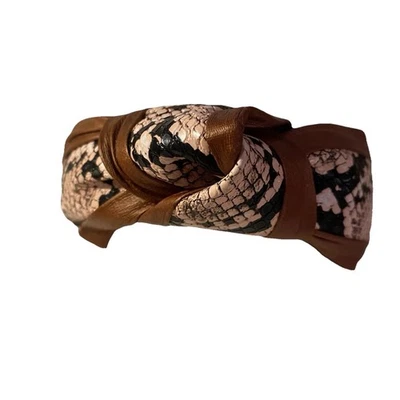 Diadema de cuero sintético nudo superior color coñac cuero PU accesorio para el cabello de caída Foto 1 de 4