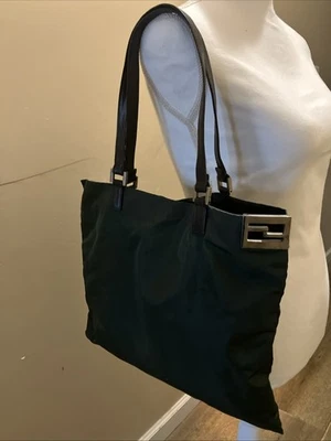 Fendi Hunter Green Nylon Tote - Image 1 of 4