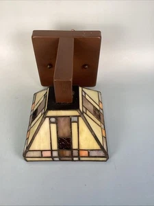 Stained Glass and Metal Wall Fixture- Tiffany Quoizel Style-Preowned - Picture 1 of 6