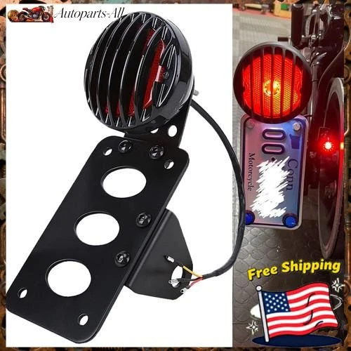 "Soporte de matrícula de luz de freno trasera LED para motocicleta de 1"" para Harley Honda Bobber" Foto 1 de 4