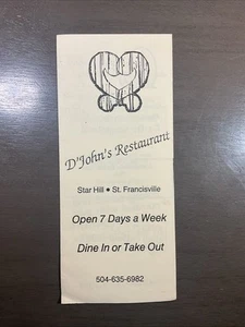 Vintage D’johns Restaurant Star Hill St Francisville La Prospekt Gutscheine B46 - Bild 1 von 3