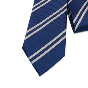 The Tie Bar Silk Repp Cravatta Uomo 60” Grigio Navy Tessuto Righe Corpcore Skinny Nuova - Foto 1 di 3