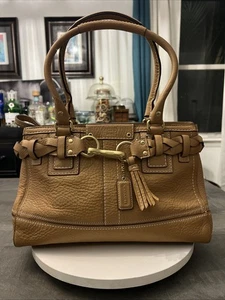 Coach Legacy Umhängetasche 10528 geflochtenes Leder groß hellbraun Messing Quaste selten - Bild 1 von 18