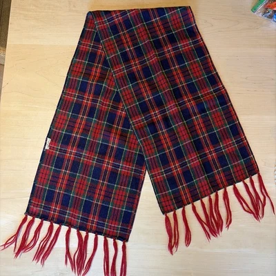 100% Lana Tartán Cuadros Vintage Invierno Abuela Cuello Bufanda Estilo Escocés 60 pulgadas Foto 1 de 4