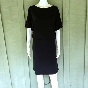 CHICO'S Travelers Black Slinky Blouson Dress Sz 2 or US 12 large - Picture 1 of 4