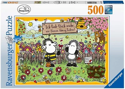 Ravensburger Sheepworld Bees In Love 500 Pc Puzzle  - New - RARE - FREE Shipping - Image 1 of 2