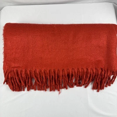 Pottery Barn Faux Mohair Throw Blanket Red 55” X 80” Soft Cozy EUC - Image 1 of 4