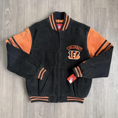 Cincinnati Bengals Jacket Mens Large Black Orange NFL Football Leather Coat - Image 1 of 4