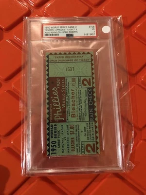 1950 WORLD SERIES Game 2 Ticket PSA 3 VG, Phillies Yankees, Pop 3 Only 4 Higher! - Image 1 of 3