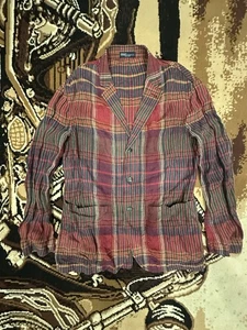 Polo Ralph Lauren Men's Tartan Plaid Blazer Sz 44R Plaid Lightweight Linen - Picture 1 of 8