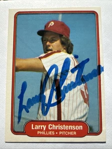 LARRY CHRISTENSON 1982 Fleer #244 Autographed SIGNED Card PHILADELPHIA PHILLIES - Picture 1 of 2