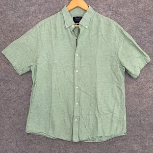 Charles Tyrwhitt Linen Blend Button Down Shirt Mens Large Short Sleeve Casual - Picture 1 of 11
