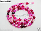 Natural Agate Gemstone Faceted Round Beads 15.5'' 6mm 8mm 10mm Pink With Stripe