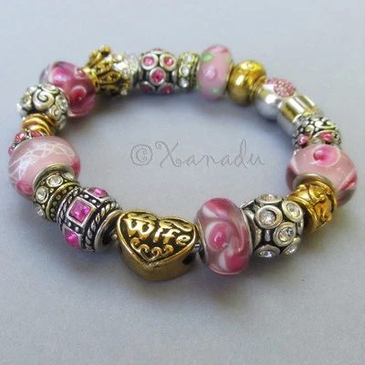 Pulseira Berloque Europeia My Wife Is My Best Friend Ouro Rosa e Prata - Imagem 1 de 4