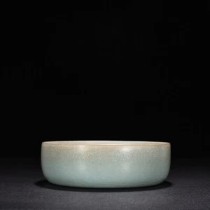 6.5" china old antique song dynasty ru kiln porcelain sky cyan glaze brush wash - Foto 1 di 9