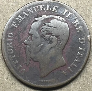 Italy - 1861 - 5 Centesimi - 19th Century Italian Coin - Vittorio Emanuele II - Picture 1 of 5