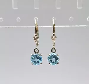 Sterling Sky Blue Topaz Earrings Leaver Back Round 2.34 Total Carat Weight 925 - Picture 1 of 5