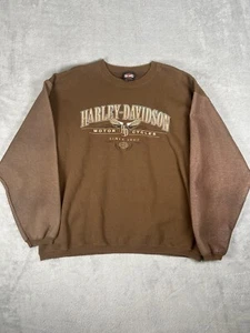 Felpa Harley Davidson uomo XL marrone ecopelle maniche logo concessionario - Foto 1 di 8
