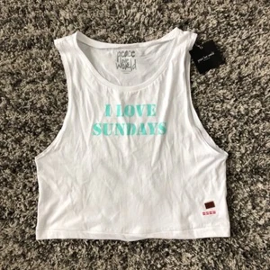 PEACE LOVE WORLD Women's Bree Cropped Tank Top White Size M NWT - Picture 1 of 7