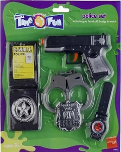 Kinder Party Polizei-Police Set Pistole Handschellen Policemarke Ausweis Uhr - Bild 1 von 2