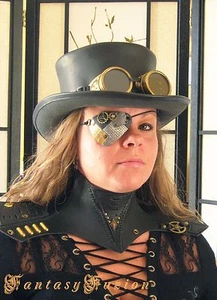 Cyberpunk Post-Apocalyptic Sci Fi Steampunk Leather High Neck Corset Gorget - Picture 1 of 4