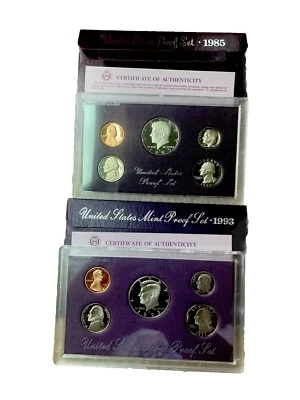 1985-S &1993-S  United States Mint Proof Set Unc.with Box And COA .lot of 2 - Image 1 of 4