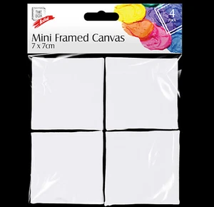 π₯4x Mini Artist Canvases Small 7x7 Cm Framed Art Blank Board Plain Painting UK - Picture 1 of 12