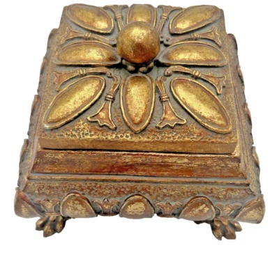 Vintage Oriental Gilt Dragon Footed Trinket Box/Jewelry Box - Image 1 of 4