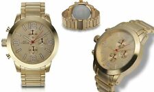 NEW NY London 9345 Men's Landeron Series Large Face Gold Metal Band Manly Watch