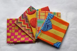 5 Fat Quarters - Yellow Kaffe Fassett FQ 18 x 22 Cotton Quilting Fabric Ver 2 - Picture 1 of 4