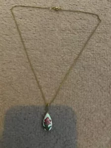 vintage cloisonne style enamel double sided flower pendant - Picture 1 of 3