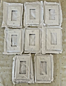 Leviton Nylon Wallplates, White, eight new with screws, approximately 3" x 5" - Picture 1 of 9