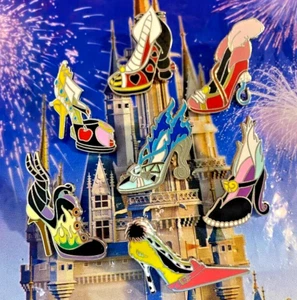 🎭 Disney Villains Designer High Heels 7 Pin Set 2014 Disney Parks Villains Pins - Picture 1 of 4