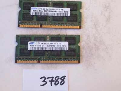 Samsung 2x2Gb=4Gb PC3-8500 1066Mhz DDR3 SO-DIMM Laptop Memory RAM (3788) - Image 1 of 2