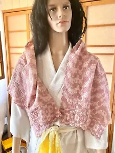 Crochet Woman’s Shawl From Japan. Pink Tones Combined In The Shawl. Looks New - Picture 1 of 3