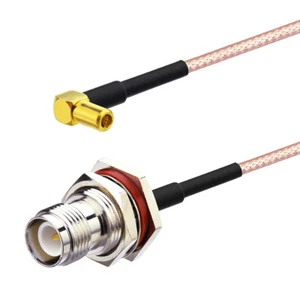 SSMB Buchse rechter Winkel auf RP-TNC Buchse versiegelt Schott Kabel RG316 20cm - Bild 1 von 3