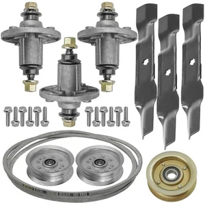 48" Deck Spindle Blade Belt Pulley Kit For John Deere LA130 LA140 X140 - Picture 1 of 8
