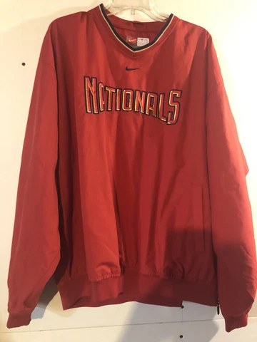 Nike Team MLB Washington Nationals Pullover Windbreaker Men's XL Swoosh Cover