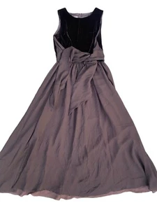 Vintage 90s Prom Elizabeth Wayman Velvet Silk Dress Bow Belt Size 8 Brown Formal - Picture 1 of 10